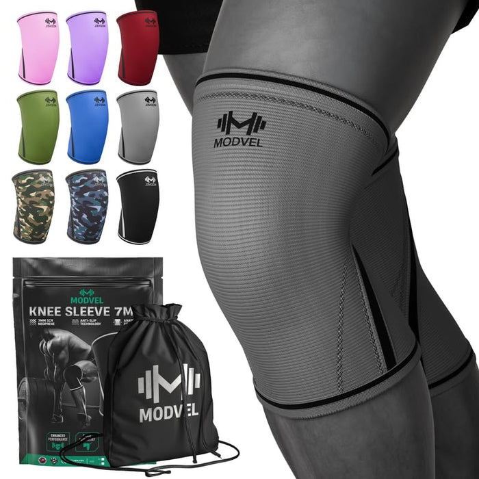 Modvel Strength 7mm Knee Sleeves (Pair) for Weightlifting & Powerlifting (USPA, IPL Approved) | High-Performance Knee Compression Support For Squats, Weight Lifting - Men and Women