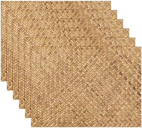 Geyee 100 Pcs Rattan Paper Place Mats Farmhouse Disposable Wicker Printed Paper Place Mats for Dinner Plates Woven Pattern Rectangle Table Mats for Dining Wedding (11.8 x 15.7 Inches)
