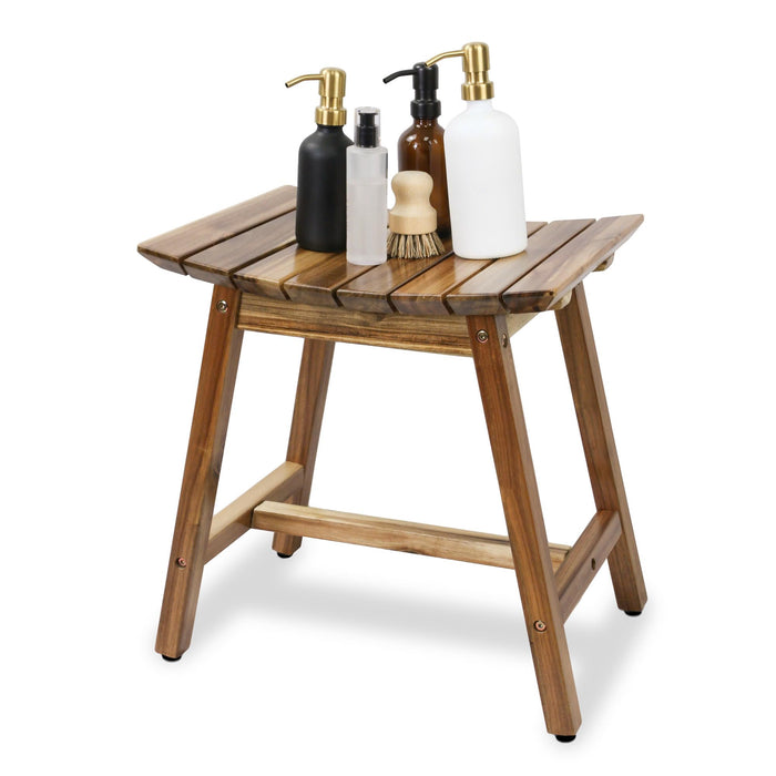 Acacia Shower Stool Bench Chair for Inside Shower to sit on, 18 Inches Shaving Legs Bench, Spa, Bath Seat, Waterproof Inside Shower Bench for Adults Seniors Elderly (18 in Original)