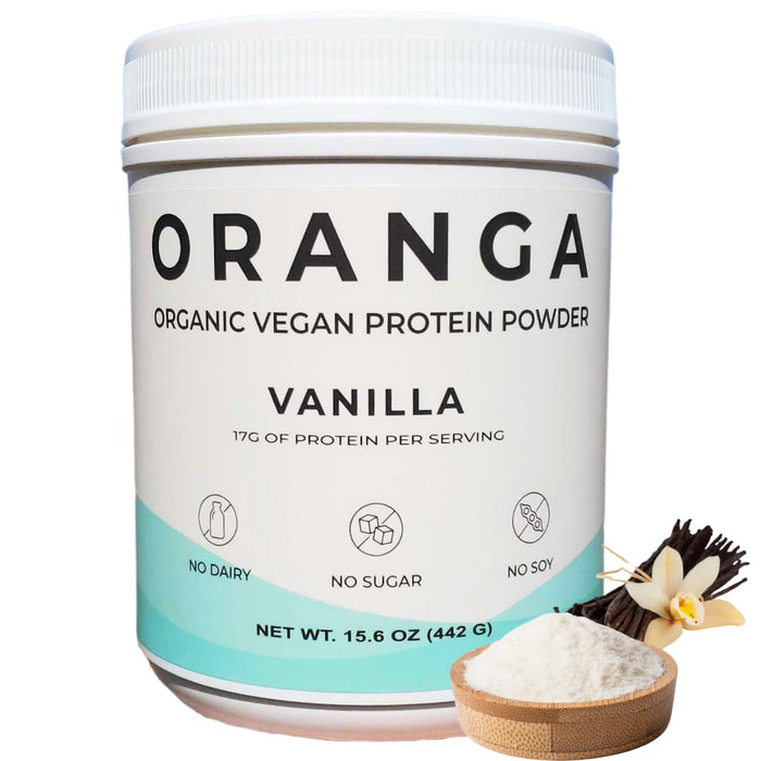 Oranga Organic Plant-Based - Rice, Pea, Pumpkin Seed Protein Powder - Vanilla - Digestive Enzymes Included, No Additives, Dairy-Free, Soy-Free, Keto-Friendly, Gluten-Free, Non-GMO - 17 Servings (442g)