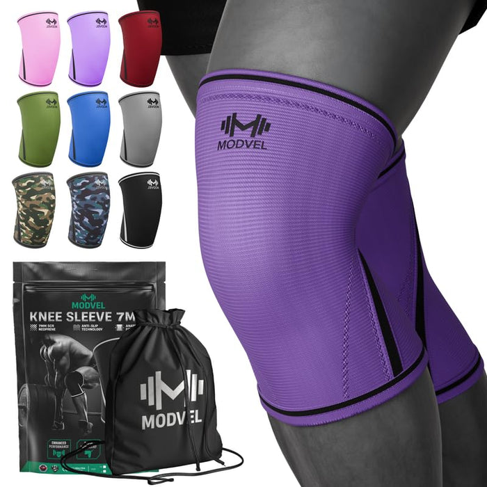 Modvel Strength 7mm Knee Sleeves (Pair) for Weightlifting & Powerlifting (USPA, IPL Approved) | High-Performance Knee Compression Support For Squats, Weight Lifting - Men and Women