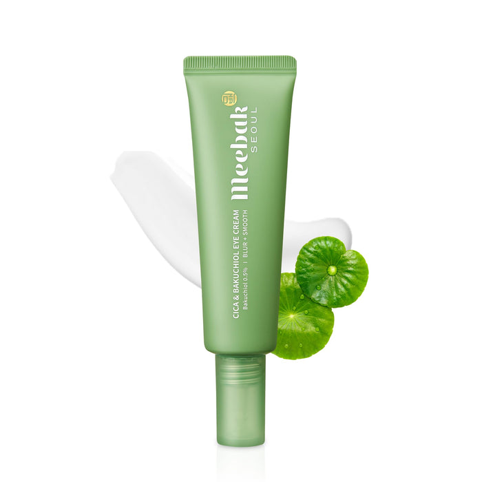 Meebak Eye Cream with Bakuchiol, Caffeine & Cica | Korean Anti-Aging Eye Treatment for Puffy Eye Bags, Dark Circles, Fine Lines & Wrinkles | Energize & Invigorate Eyes