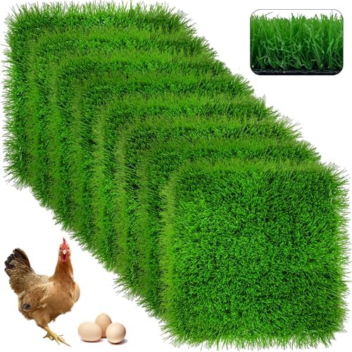 8 Pack Chicken Nesting Pads-12×12",Washable Thicken Artificia Grass Nesting Box Liners Pee Pads Reusable Laying Eggs Bedding for Chickens Coop Pet Outdoor Indoor