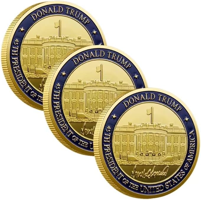 45th President Trump Gold-Plated Commemorative Challenge Coin 2024 Presidential White House Inauguration Collectible Trump Memorabilia Gift for Supporters