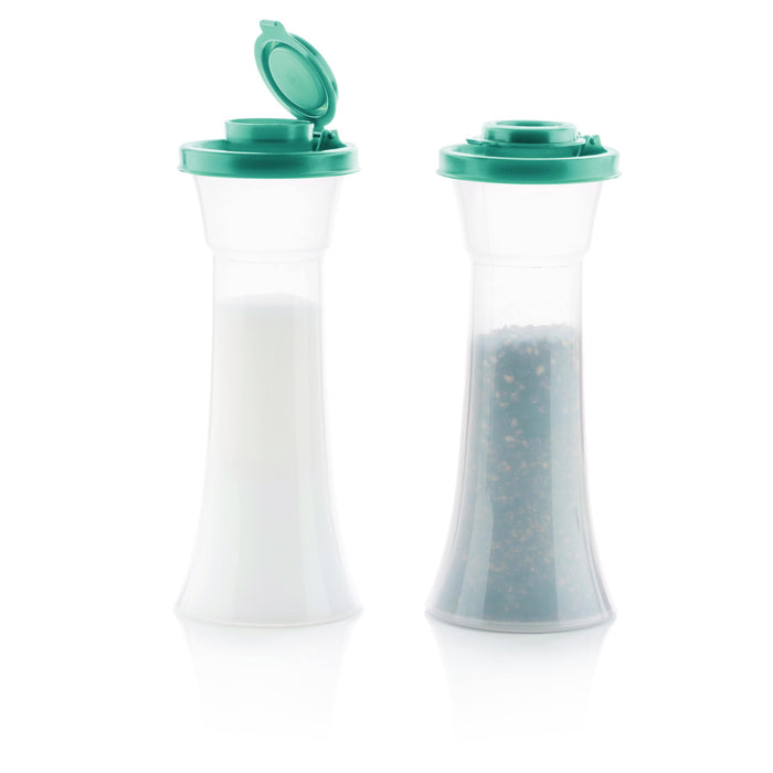 Tupperware Hourglass Salt and Pepper 2-Shaker Set, Airtight Lids, BPA-Free, Dishwasher Safe