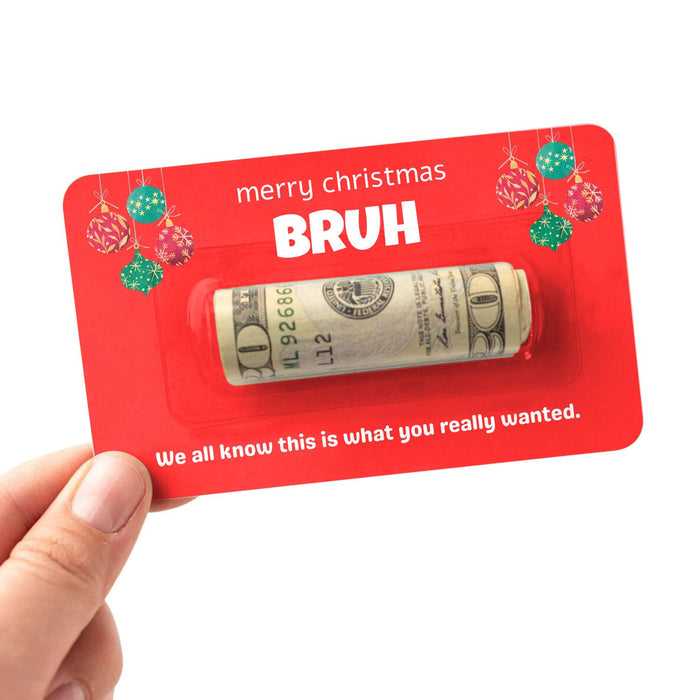 Money Holder - Handmade Bruh Funny Cash Holder for Gifts, Birthdays, Graduations - Unique & Stylish Cash Gift Holder - Perfect for Any Celebration (Christmas Red, Pack of 5)