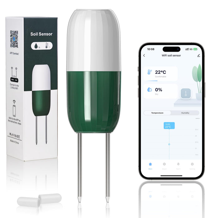 XinFuture Smart WiFi Soil Moisture & Temperature Sensor - Hub-Free Soil Meters for Lawn, Garden, Greenhouse, Real-Time App Alerts, IP67 Waterproof, Works with Automatic Watering Systems,Gardening Gift