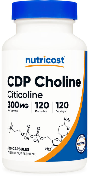 Nutricost CDP Choline (Citicoline) 300mg, 120 Vegetarian Capsules - Non-GMO, Vegetarian Friendly, Gluten Free
