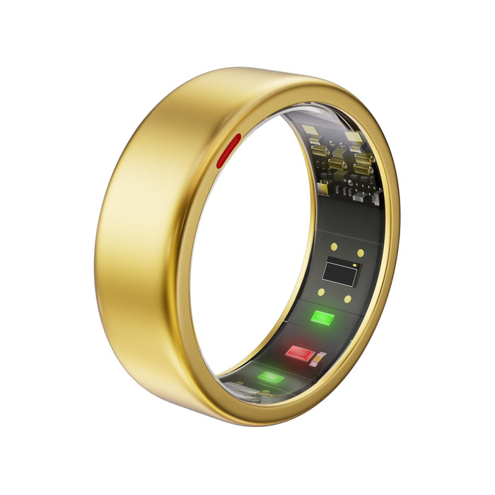 POBOVi Smart Ring for Women Men- Sleep/Fitness/Stress/Heart Rate Tracker- Menstrual Records - 7 Days Battery Life - Wireless Charging - No APP Subscription - iOS & Android Compatible (Gold, Size 8)