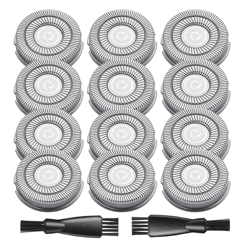 12 Pack Pitbull Shaver Replacement Blade for Skull Shaver Replacement Heads Pitbull Gold/Silver Replacement Blades for Palm Electric Razors Head Shavers for Bald Men, 2 Cleaning Brush, Premium