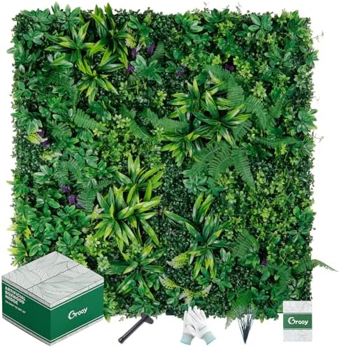Artificial Boxwood Panels, Grass Wall Panels 20"x20"(16pcs), Privacy Hedge Fence Screen with UV Protection, Fake Greenery Backdrop for Indoor Wedding and Outdoor Garden Backyard