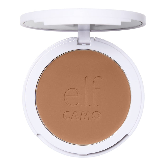 e.l.f. Camo Powder Foundation, Lightweight, Primer-Infused Buildable & Long-Lasting Medium-to-Full Coverage Foundation, Medium 375 N