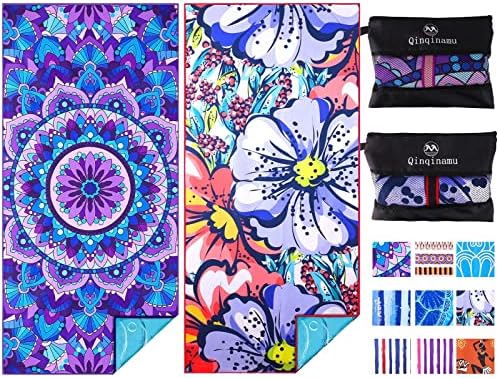 2 Pack Microfiber Oversized Lightweight Beach Towel 71"x32" XL Extra Large Thin Sand Free Towels Travel Swim Pool Yoga Gym Camping for Adults Women Men Beach Essentials Accessories Vacation Gift