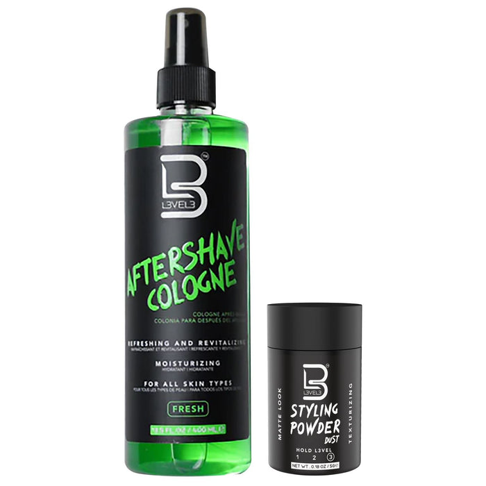 L3 Level 3 After Shave Spray Cologne - Softens Skin - Refreshes and Relieves Face and Skin - Styling Powder Included (Fresh)