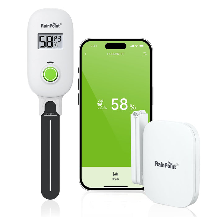 RAINPOINT Smart Digital Wireless Plant Moisture Meter Houseplants Indoor WiFi Hub Kit with Low/High Moisture Alert,Real-time Monitor Hygrometer Sensor Outdoor Gardening Push Notification&Email
