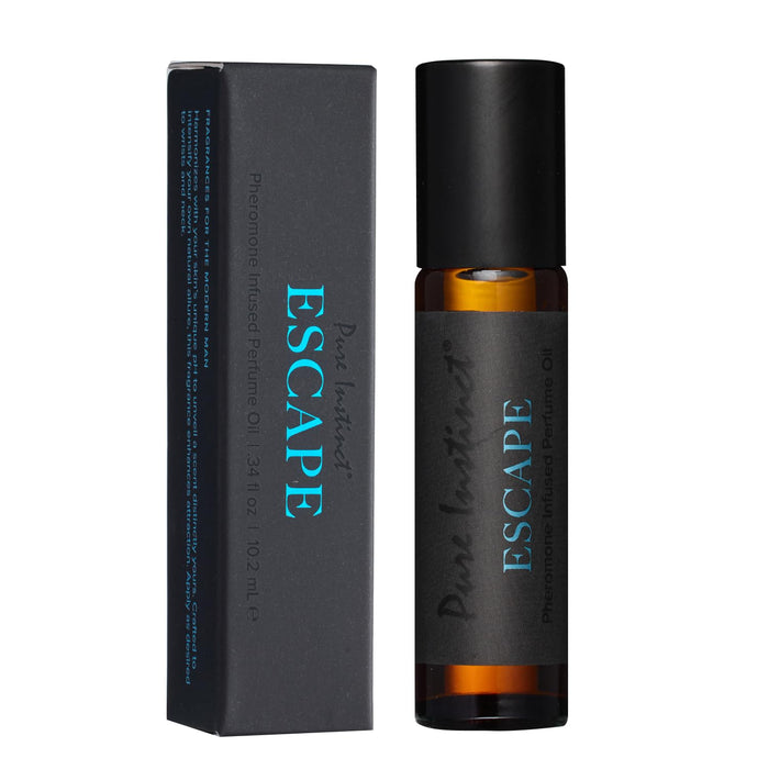Pure Instinct Escape The Original Pheromone Infused Essential Oil Perfume Cologne - Men's Collection - TSA Ready (Roll On Bottle 0.34 Fl. Oz./10.2mL)