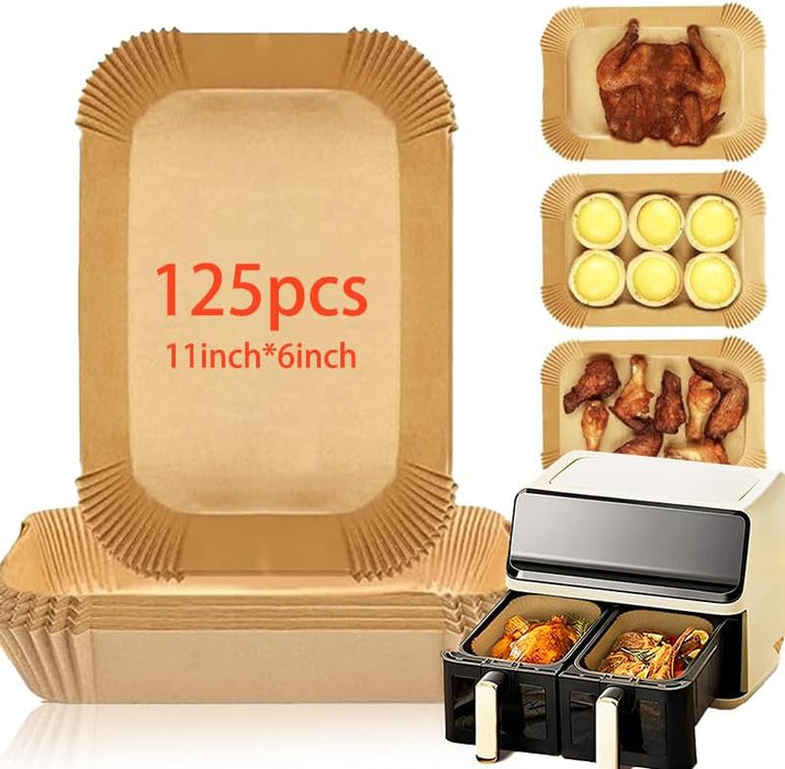 125 PCS Air Fryer Liners Disposable, 11x6 Inch Unbleached Parchment Paper for Ninja Smart XL Air Fryer, Baking Accessories, Safe & Non-Stick Air Fryer Parchment Paper Liners