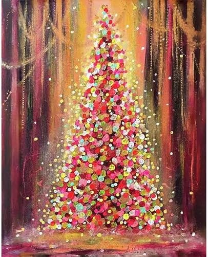 Christmas Paint by Numbers Kits for Adults - Painting by Numbers Kit Tree, Christmas Tree Adults Paint by Number Kits on Canvas Without Frame Oil Painting Acrylic Paints for Home Wall Decor 16X20 inch