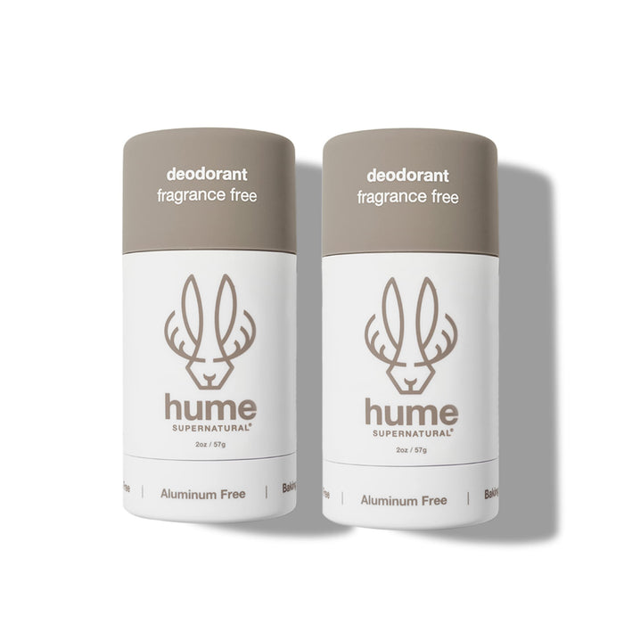 Hume Supernatural Aluminum Free Deodorant for Women & Men - Safe for Sensitive Skin - Probiotic, and Plant-Based - Long-Lasting Moisture Absorbing - Clean and Effective - Fragrance Free, 2-Pack