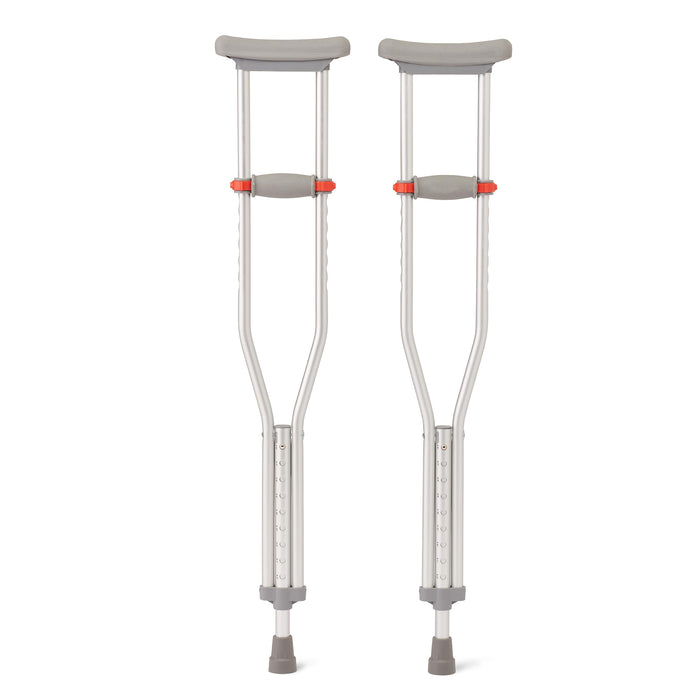 Medline Lightweight Aluminum Red Dot Crutches, for Patients 4’6”–5’2” Tall, Walking Aid for Kids, Adults & Seniors, 300 lbs. Weight Capacity
