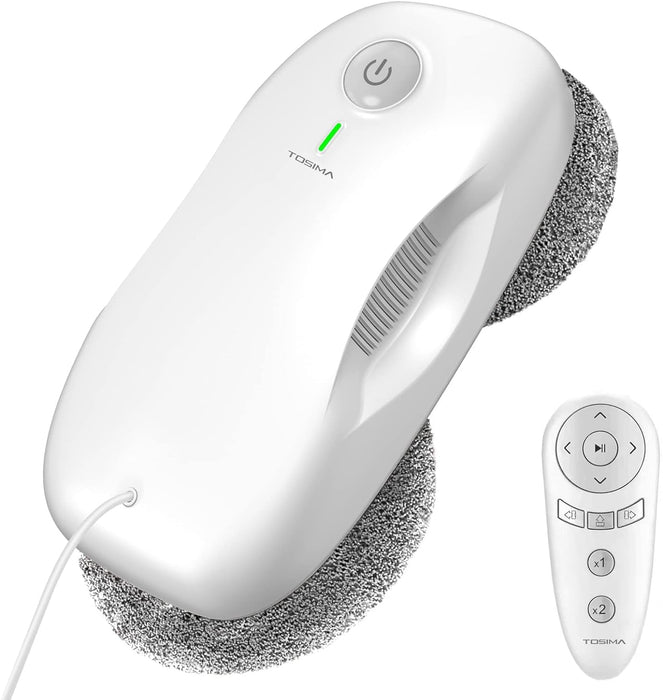 Tosima W2 Window Cleaner Robot, Automatic Cleaning with Intelligent Path Planning, 3800Pa Suction Power, Edge Detection Technology, Remote Control, White