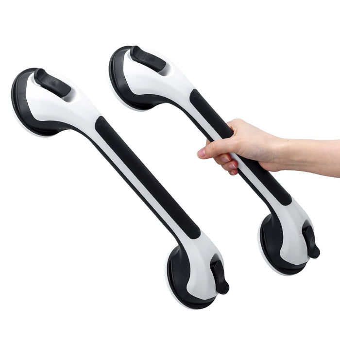 TAILI Grab Bar 2 Pack Suction Grab Bars for Bathtubs and Showers, Heavy Duty Shower Handle Removable Bath Handrails for Seniors and Elderly, Bathroom Safety Grip No Drilling Waterproof, Black
