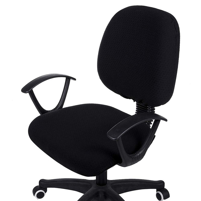 Smiry Stretch Jacquard Office Computer Chair Covers, Removable Washable Universal Desk Rotating Chair Slipcovers Protector, Seat + Backrest Cover, Black