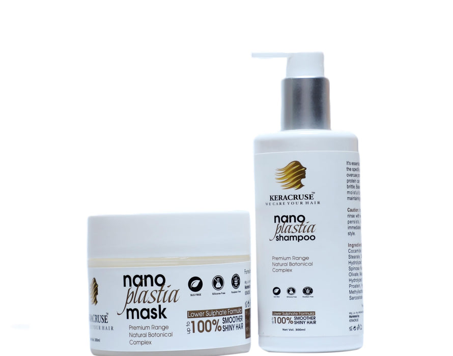 KERACRUSE | Nanoplastia Shampoo & Nanoplastia Conditioner Keratin Complex 16.9 X 2 Fl Oz, Smoothing, Volumized, Sulfate and Paraben Free,Intanse Repair, Damage & Dull Protection