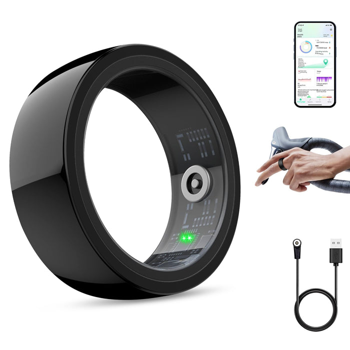 Smart Ring,Smart Health Ring for Women Men, Smart Ring Fitness Tracker, Health&Sleep Tracker,IP68 Waterproof,Remote Camera Control,No App Fee for Standard Features, for iPhone & Android(Black, 12#)
