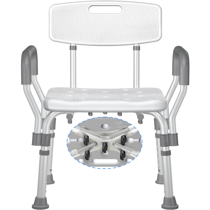 KingPavonini Shower Chair for Inside Shower with Arms and Back, FSA/HSA Eligible 400LBS Heavy Duty Shower Seat for Bathtub, Reinforced Guard, Height Adjustable Bath Seat for Elderly, Adults & Disabled