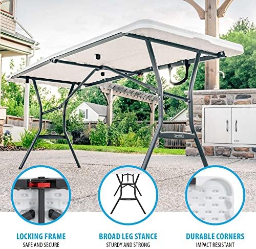 Lifetime 6-Foot Fold in Half Table, Light Commercial, White Granite