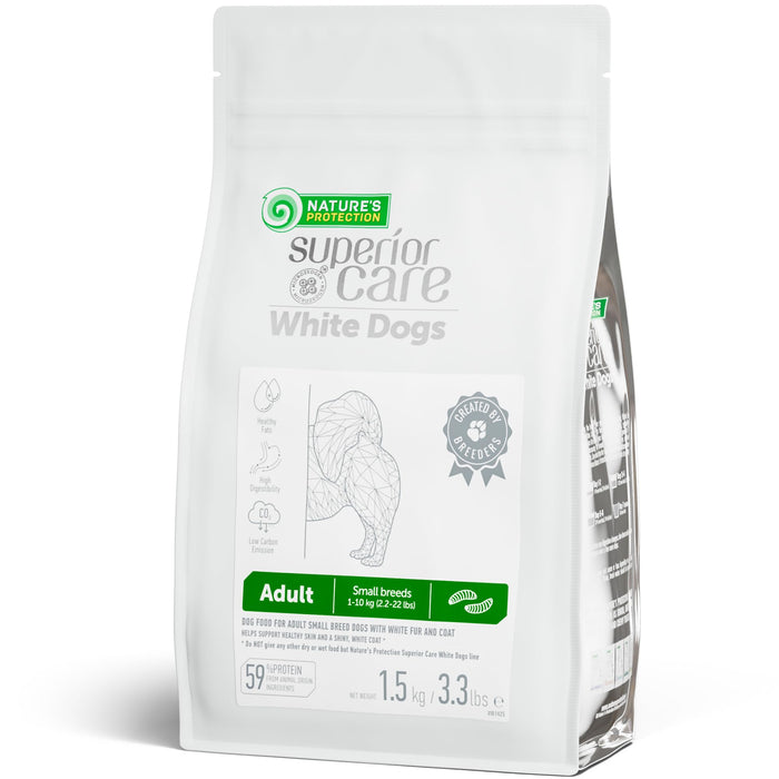 Nature's Protection Superior Care White Dogs Grain-Free Dry Dog Food - High Protein, Tear Stain Remover Dog Food for Small & Mini Breeds Light Coated Adult Dogs, Fresh Pet Meal, Insects, 3.3 lb