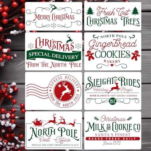 Christmas Stencils for Crafts Reusable 12” Christmas Doormat Stencil Xmas Holiday Stencils for Painting on Wood Window Porch Hanger Fabrics Decor