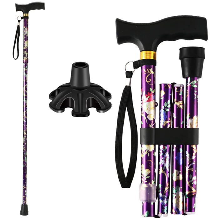 Walking Cane LIXIANG Cane for Man/Woman | Mobility & Daily Living Aids | 5-Level Height Adjustable Walking Stick | Comfortable Plastic T-Handle Purple Printing