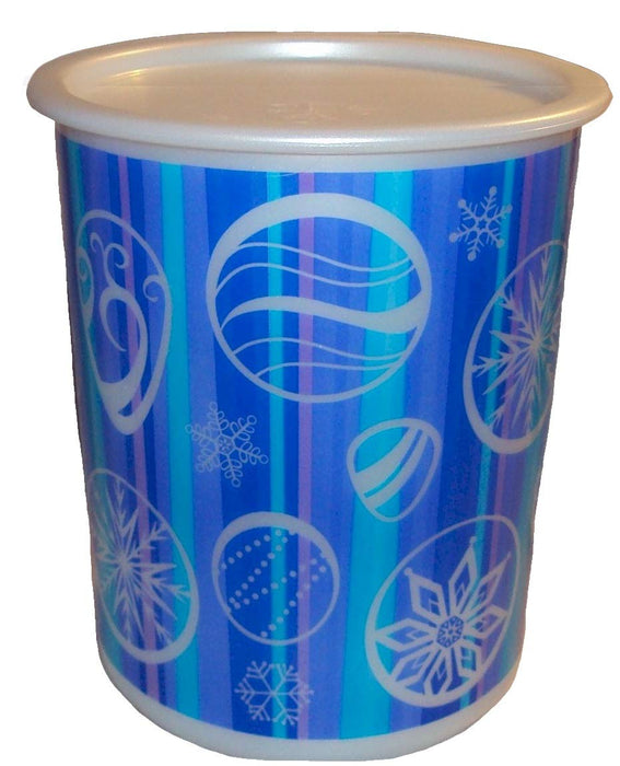 Tupperware 8 Cup Cookie Canister Winter Holiday Christmas Ornament Design