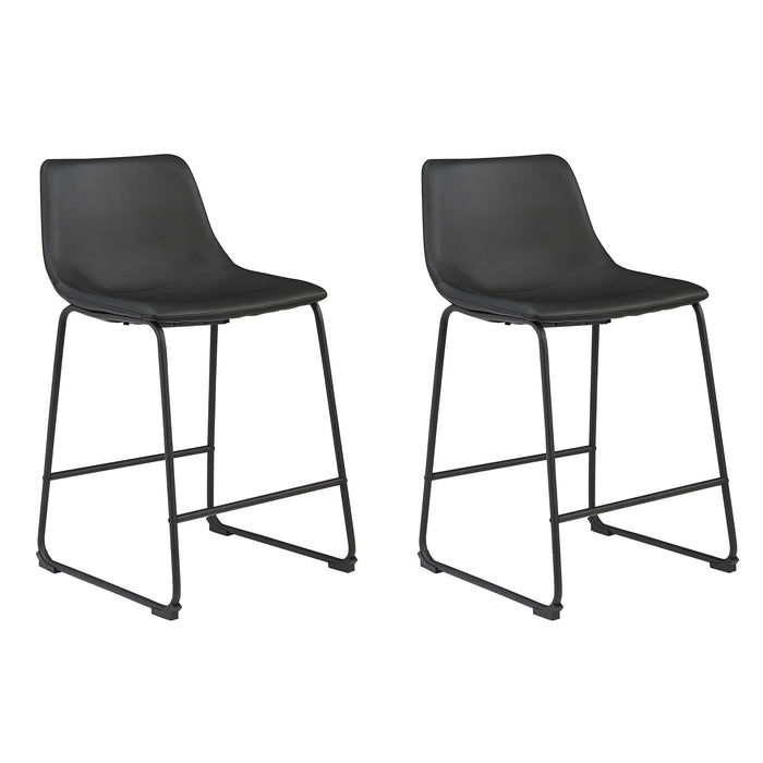 Signature Design by Ashley Centiar 24" Counter Height Modern Bucket Barstool, 2 Count, Black