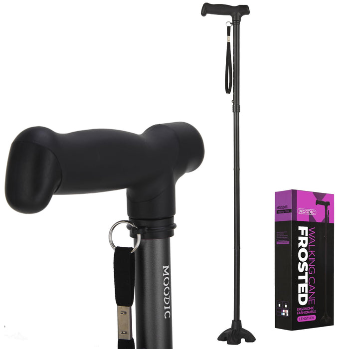 MOODIC Tall Men's Walking Cane 42.52 in. Extra Long Walking Canes Easy to Travel is Suit for Big People Over 5 Feet 9 Inches (Black)