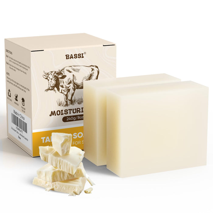 Beef Tallow Soap Bar, 2 Pack All Natural Grass Fed Tallow Soap, Moisturizing Face & Body Wash, Handcrafted Bath Soap Great for Dry, Itchy, Sensitive Skin, 4 Oz/pc