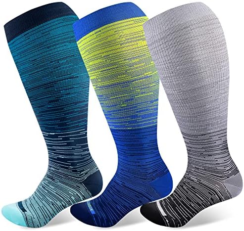 LEVSOX Plus Size Compression Socks Wide Calf Men&Women 20-30 mmhg Knee High Support Socks for Medical, Nurse, Diabetic