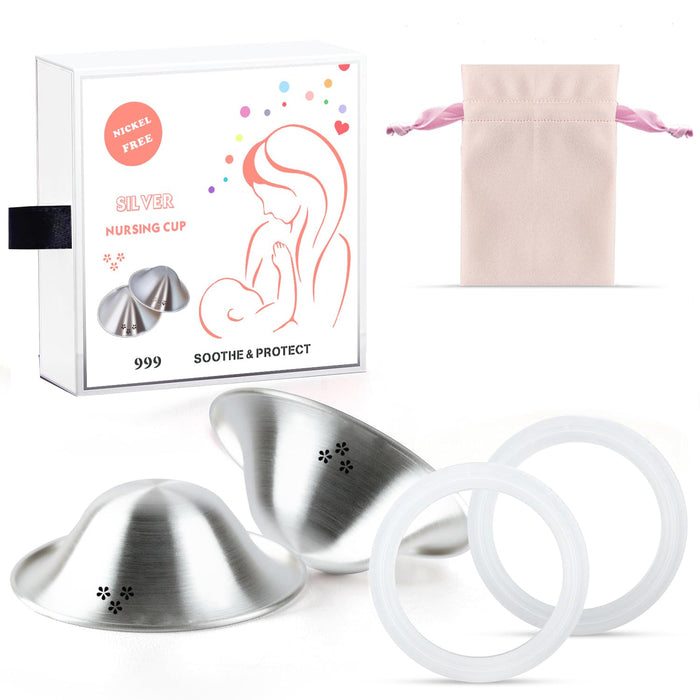 luxury little 999 Silver Nursing Cups for Breastfeeding Moms, Advanced Ventilation Design Nipple Shield, Comfortable Lactation Care for Postpartum Nursing Moms, Breastfeeding Essential, X-Large