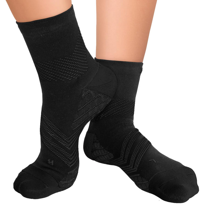 TechWare Pro Plantar Fasciitis Sock – Therapy Grade Targeted Cushion Compression Socks Men & Women. Ankle Brace Foot Sleeve & Arch Support for Achilles Tendonitis & Heel Pain Relief (Blk/Blk Large)