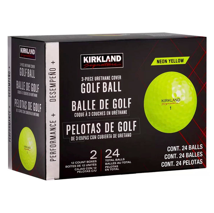 Kirkland Signature 3-Piece Urethane Cover Golf Balls, Neon Yellow (Box Damaged)