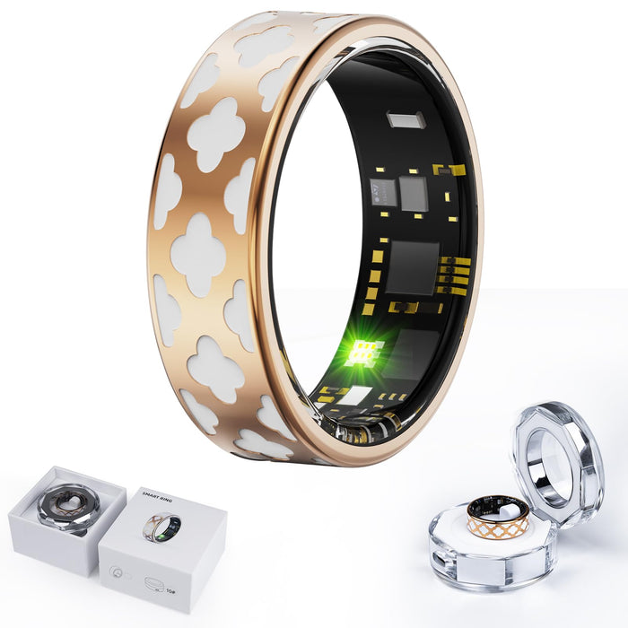 HPLSZCN Smart Ring Health Tracker Ring with Heart Rate, Sleep Tracking, Fitness Modes, No Subscription, IP68 Waterproof for Men & Women (Rose Gold，8#)