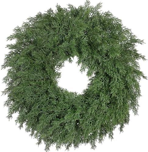26 Inch Christmas Wreaths for Front Door Realistic Large Winter Greenery Pine Cedar Wreaths for Windows Xmas Holiday Home Table Mantle Yard Farmhouse Wall Door Porch Hanging Decor Outdoor Indoor