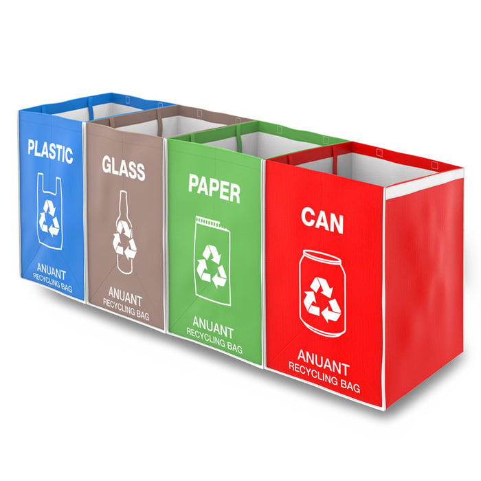 ANUANT Separate Recycling Waste Bin Bags for Kitchen Office in Home - Large Size Sturdy Double Handles 10 Gallon Recycle Garbage Sorting Bins