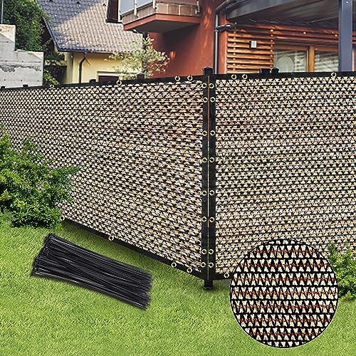 Brown 4FT X 50FT Outdoor Privacy Screen Fence & Mesh Shade Net Cover, Ideal for Garden and Backyard - Enhances Privacy for Fencing & Chain Link, Perfect for Patio Privacy Wall, Slats，Freestanding