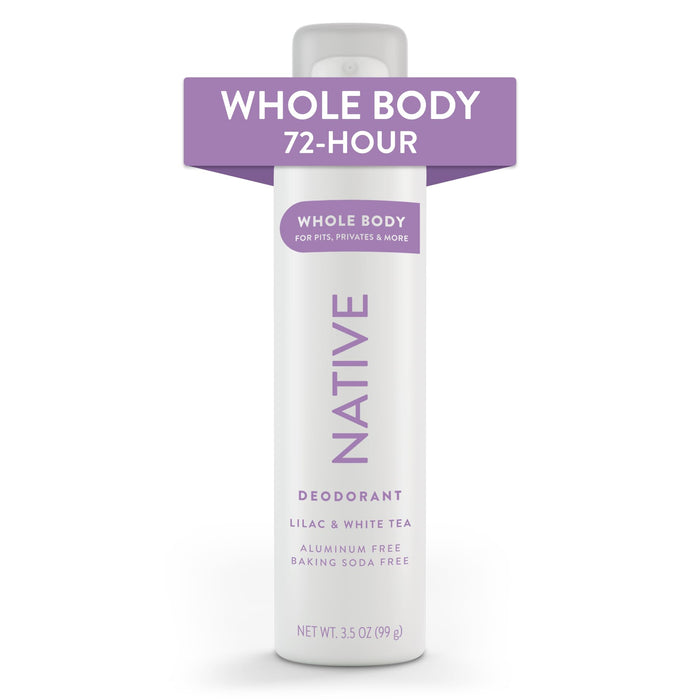 Native Whole Body Deodorant Spray Contains Naturally Derived Ingredients, Deodorant for Women & Men | 72 Hour Odor Protection, Aluminum Free with Coconut Oil and Shea Butter | Lilac & White Tea