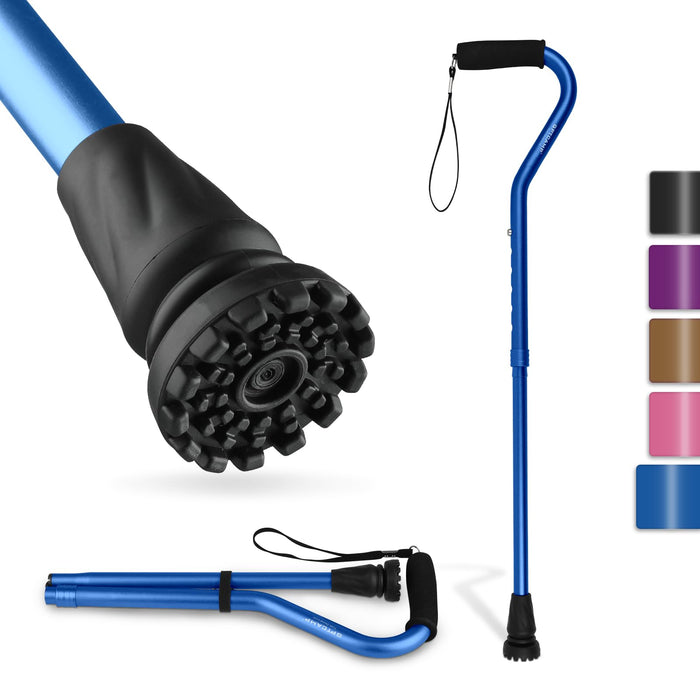 GPTCAMP Walking Cane and Walking Stick for Men Women,Lightweight Folding Canes with Offset Soft CushionedHandle,Adjustable&Collapsible,Mobility & Leg Surgery Recovery (Dark Blue)