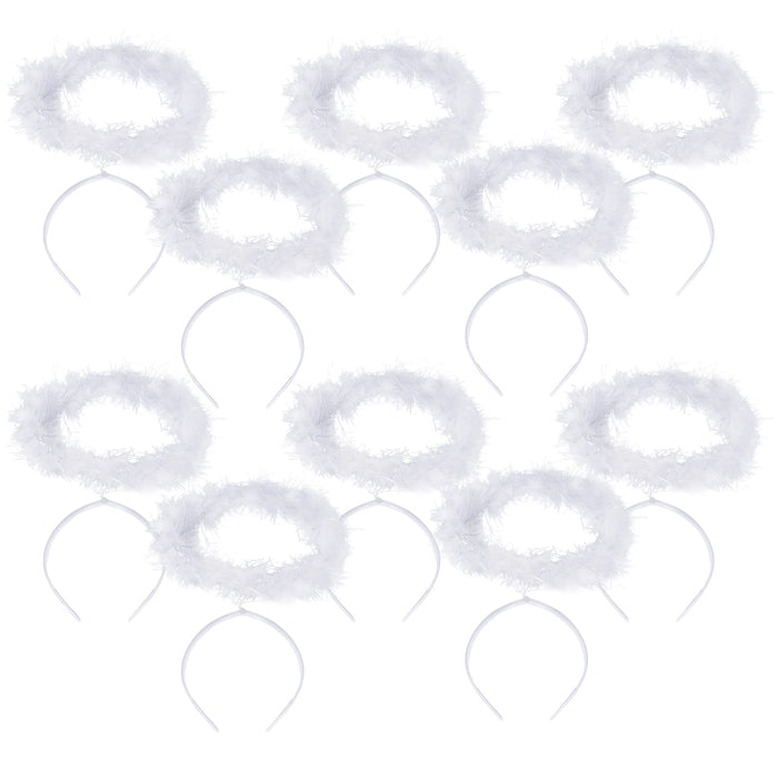 mifengda 10 Pieces Angel Halo Headband Feather Angel Halo Headband Costume Halo Headbands for Halloween Party Christmas (White)