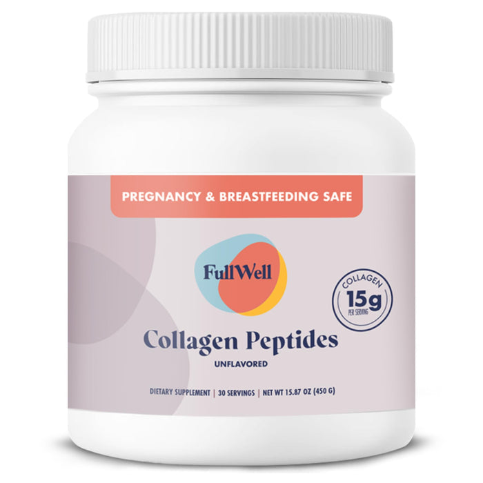 FullWell New Hydrolyzed Collagen Peptides, Breastfeeding & Pregnancy Safe Grass-Fed Collagen Powder for Women, 15g Unflavored Collagen, 30 Servings